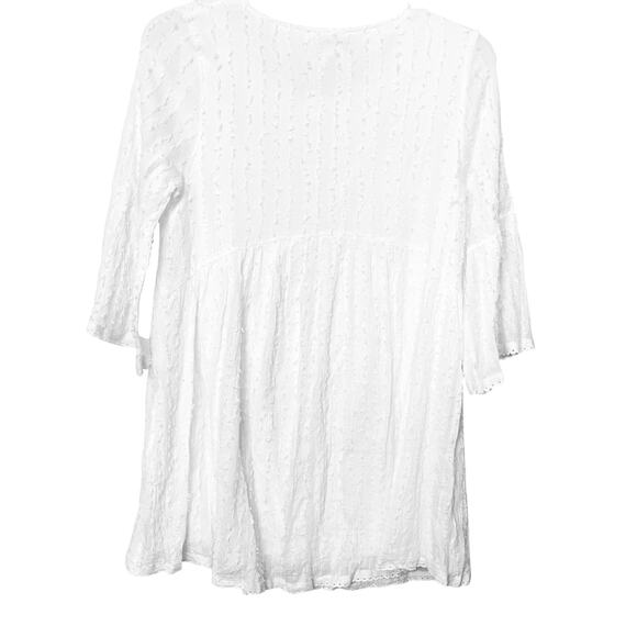 PAISLEY VINE BELL SLV RND NECK MIDI WAIST DRESS, WOMEN, M-WHITE/IVORY, LACE TRIM - Picture 5 of 12